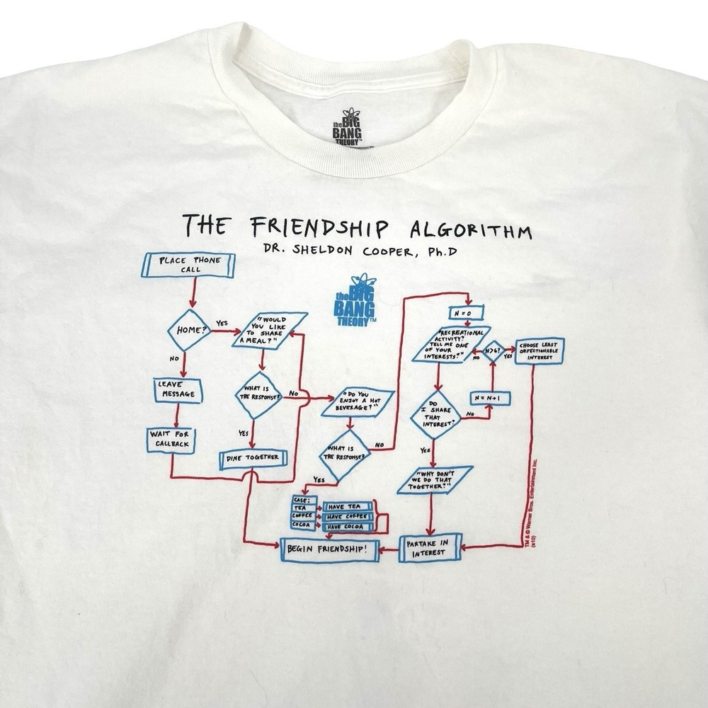 The Big Bang Theory Friendship Algorithm T Shirt Men's XL Sheldon Cooper 2014